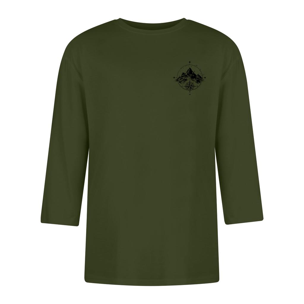 Herren-T-Shirt mit Rundhalsausschnitt, Dreiviertelärmeln, lässiges modisches Oberteil