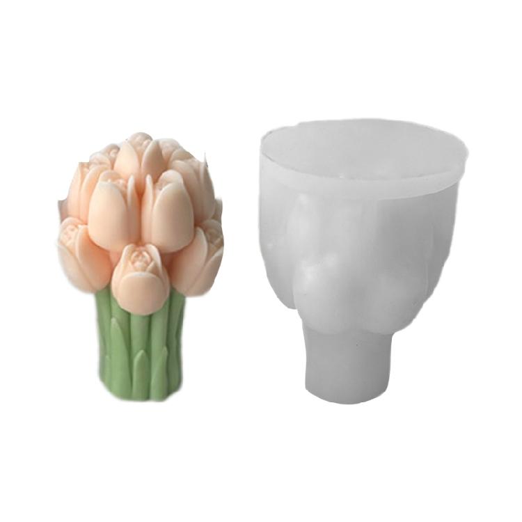 Tulips Bouquets Shape Handmade Crafting Mold Flower Ornament Molds for Statue