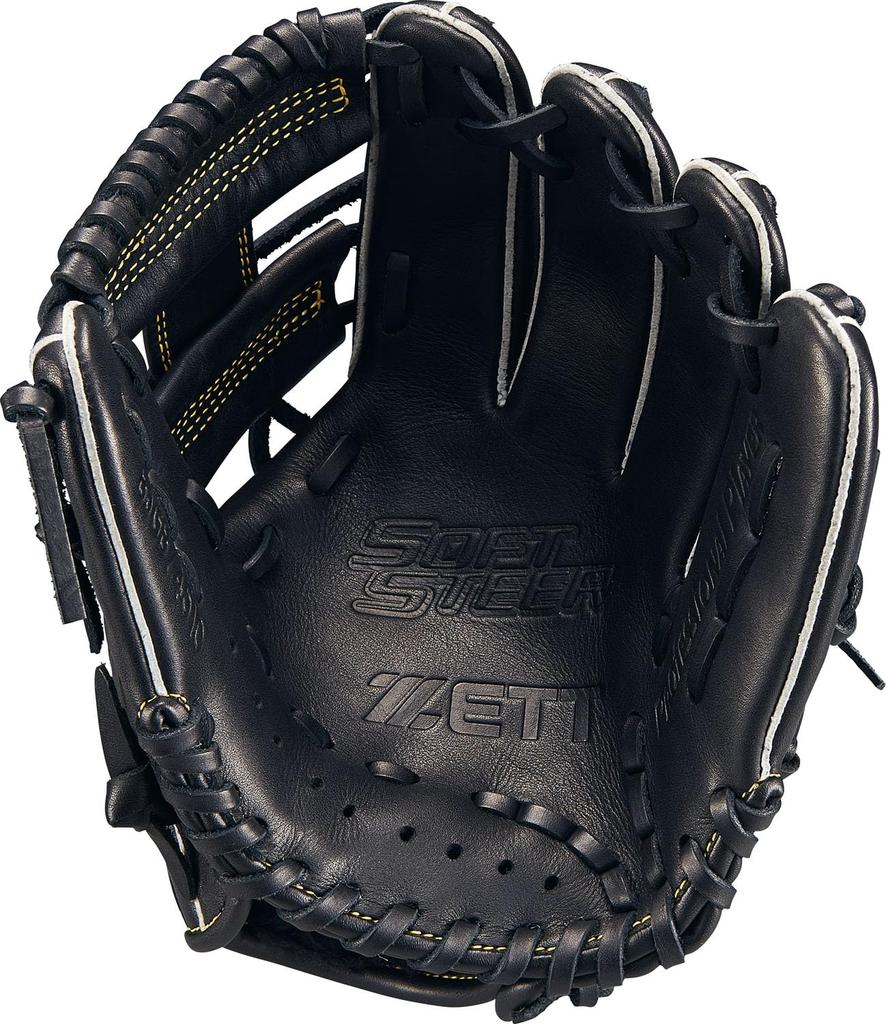 ZETT Youth Baseball Soft Black BJGB74510F Glove, Steer, All-Around, Left-Handed Throw, (1900), Size SS,