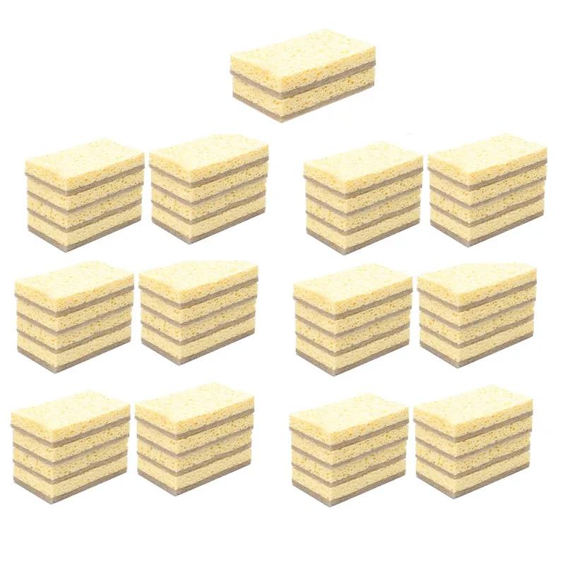 

50pcs/lot Natural Plant Based Scrub Sponge Pad Palm Fiber Dishwashing Kitchen Item Scrubber Non Scratch Compostable 2-Sided