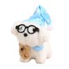 Sleeping Glasses Dog Plush Keychain Cute Puppy Backpack Charm with Wizard Hat & Bib Soft PP Cotton Stuffed Doll Gift 91