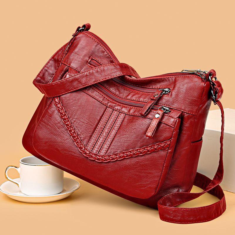 

Сумка для молодой мамы, Стильная и универсальная женская сумка через плечо, Многослойная сумка большой вместимости для женщин среднего и пожилого возраста, Универсальная женская сумка бордовый