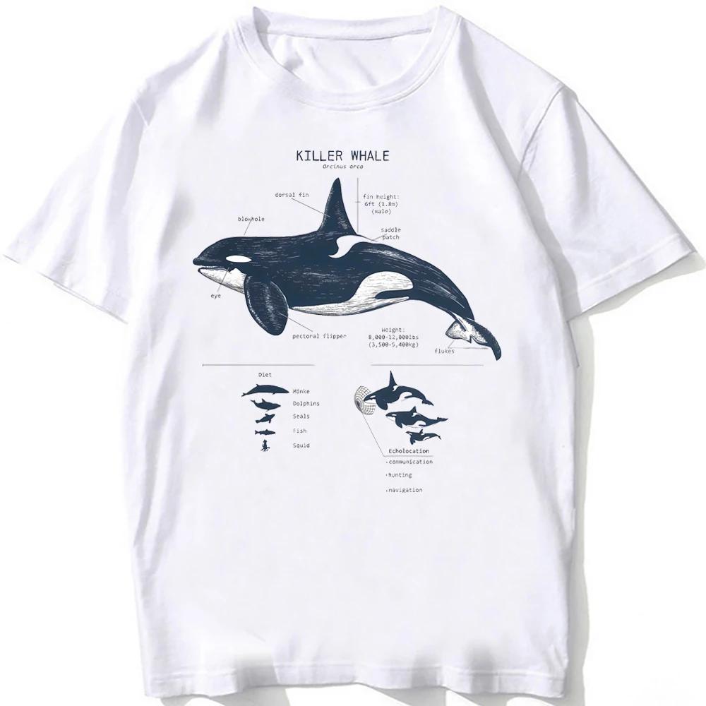 Whale Shark Anatomy Vintage T-Shirt Unisex Men Short Sleeve Hip Hop Beach Animal Style Boy Casual White Tees Funny