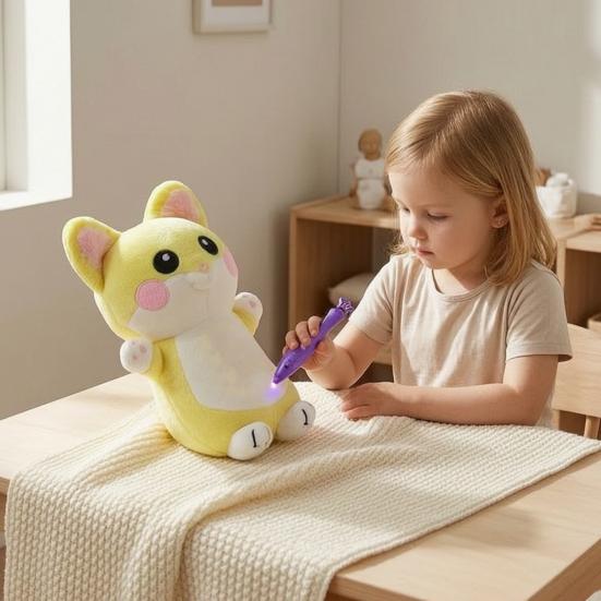 Glow in The Dark Stuffed Animal Toy with Light Pen Luminous Fox Rabbit Bear