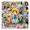 50 Sheets One Piece Anime Stickers: Waterproof Graffiti Decals for Laptops, Skateboards, Cars, Motorcycles, and Guitars