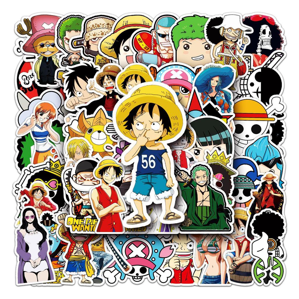 50 Sheets One Piece Anime Stickers: Waterproof Graffiti Decals for Laptops, Skateboards, Cars, Motorcycles, and Guitars