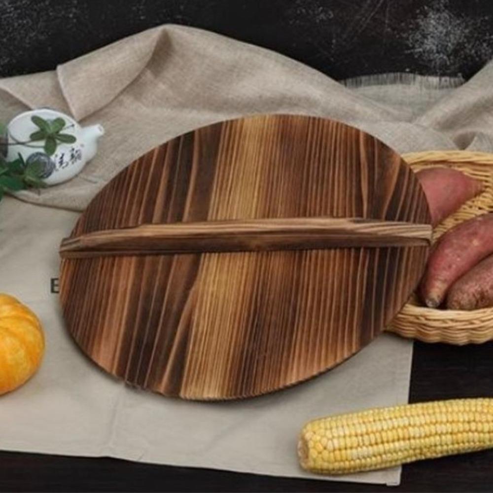 22-34cm Wooden Pot Cover Anti Scalding Cookware Parts Fir Wood Pot Lid  Kitchen Accessories