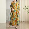 New Color Travel V-neck Retro Long Skirt Cotton Linen Dress