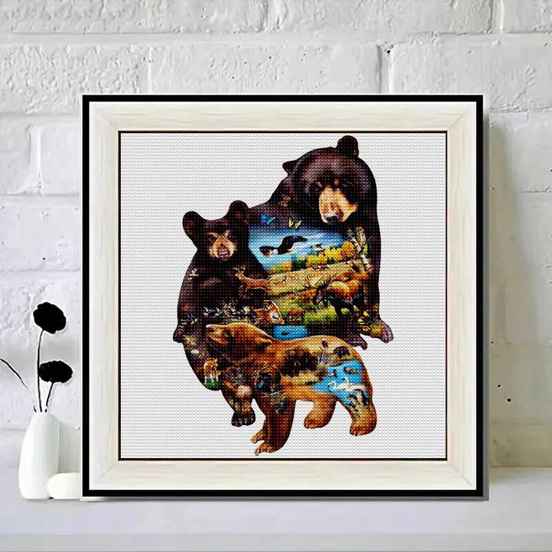 New Arrival 5D DIY Full Circle Diamond Painting "Bear" Embroidery Cross Stitch Home Decor Gift