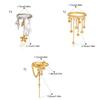 Stylish Floral Pendant Tassels Rings With Freshwater Pearls Stainless Steel Fashion Jewelry For Women