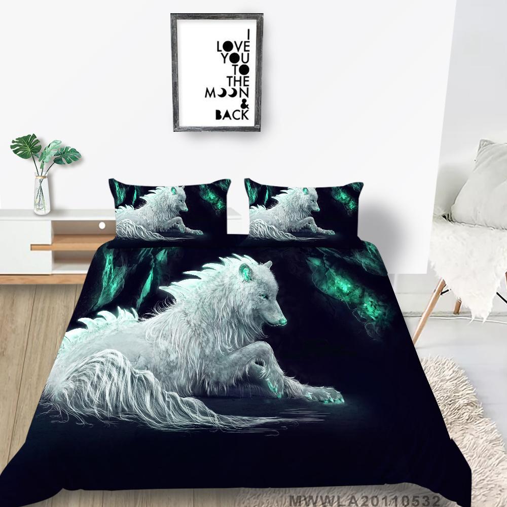 2023 New Style King Size Bedding Animals Home Bedclothes High Quality 3D Wolf Printed Luxury Comforter Cover Set with Pillowcase