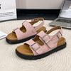 Spring Summer  Girls Soft Wooden Slippers One-piece Strap Flip Flops Trendy Beach Korean Style Double Ring  Sandals