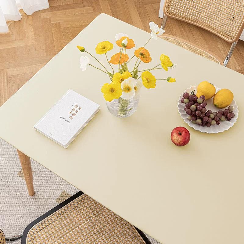 High Aesthetic Waterproof Oil Resistant Tablecloth PU Wash Free Easy Maintain Heat-resistant Fully Wrapped Dining Table and Coffee Table Cloth Cover