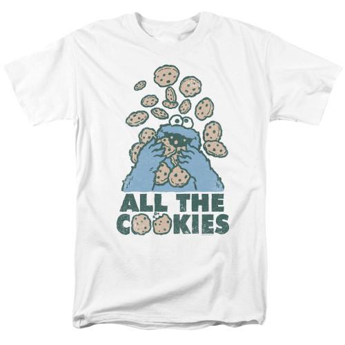 Sesame Street All The Cookies Adult TShirt White Unisex T-Shirt XXL