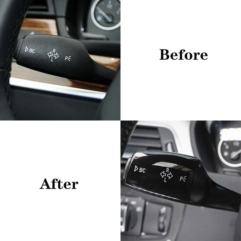 For BMW 1 3 5 6 7 Series GT F30 F35 F20 F21 F10 F11 F07 F01 F02 Gloss Black Car Turn Signal Windshield Wiper Lever Switch Cover