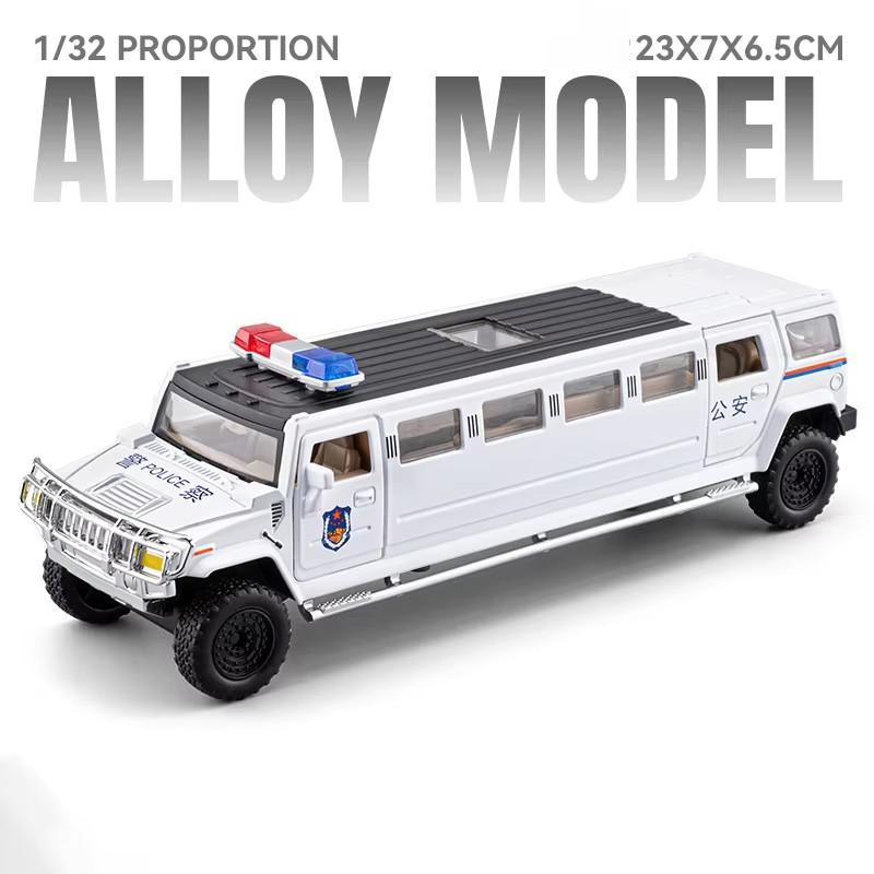 

Scale 1:32 Police Car Camouflage Model Toy Doors Opened Pull Back Cars Sound Light Military Vehicle Models Desktop Decoration
