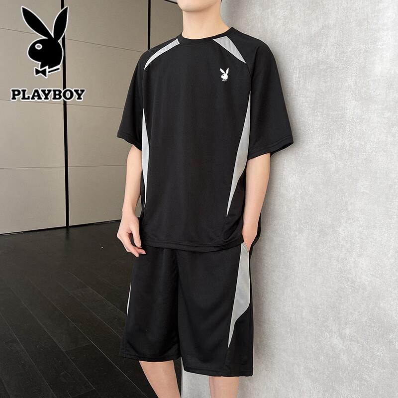 PLAYBOY Men's Summer T-shirt & Capris Casual Set