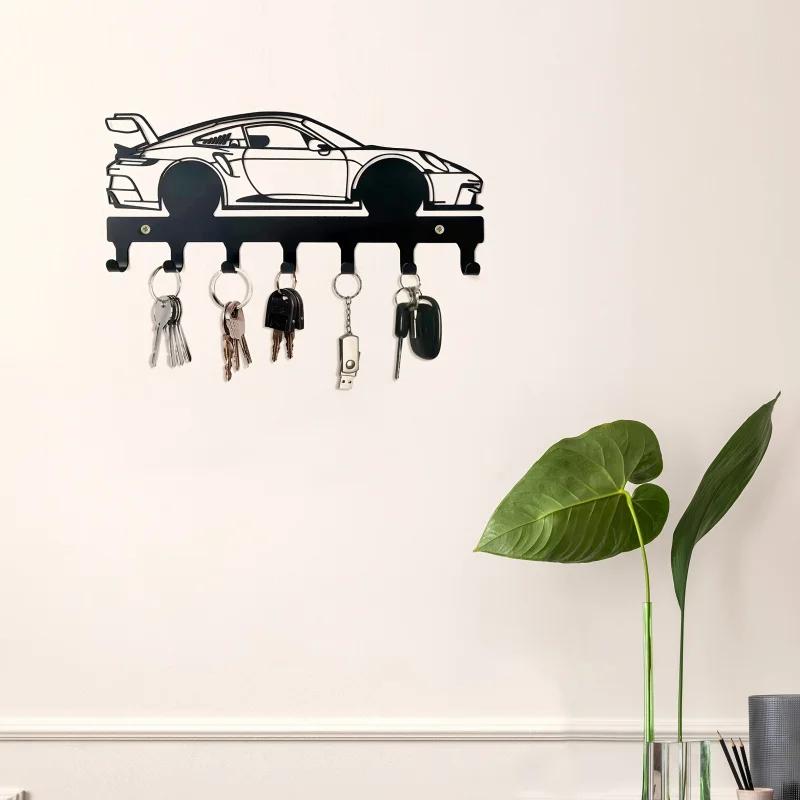 Punch Hole Mounting Towel Hanging Wall Mounted Black Car Style Metal Hook Cloth Hanger Wall Art Decoration Storage Hanger Shelf