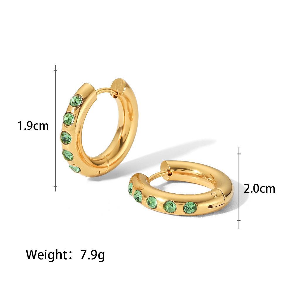 Retro Inlaid Zircon Stainless Steel Earrings Creative Temperament Light Luxury High Sense Women's Stud Earrings