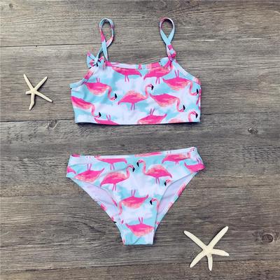 Meisjes bikini schattige flamingo print tweedelige strandkleding kind split badmode badpak babybadpak