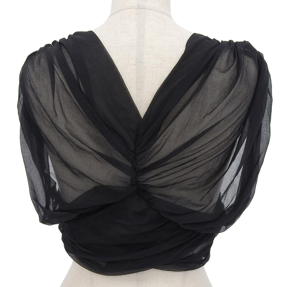 FETICO Gathered Sheer Top Gilet Women's Black 1 FTC232-0401 tops 1 blackUsed