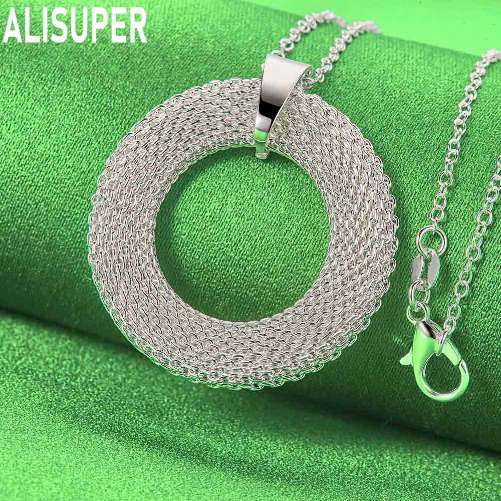 925 Sterling Silver Woven Circular Pendant Wedding Necklace Fashion Wedding Jewelry