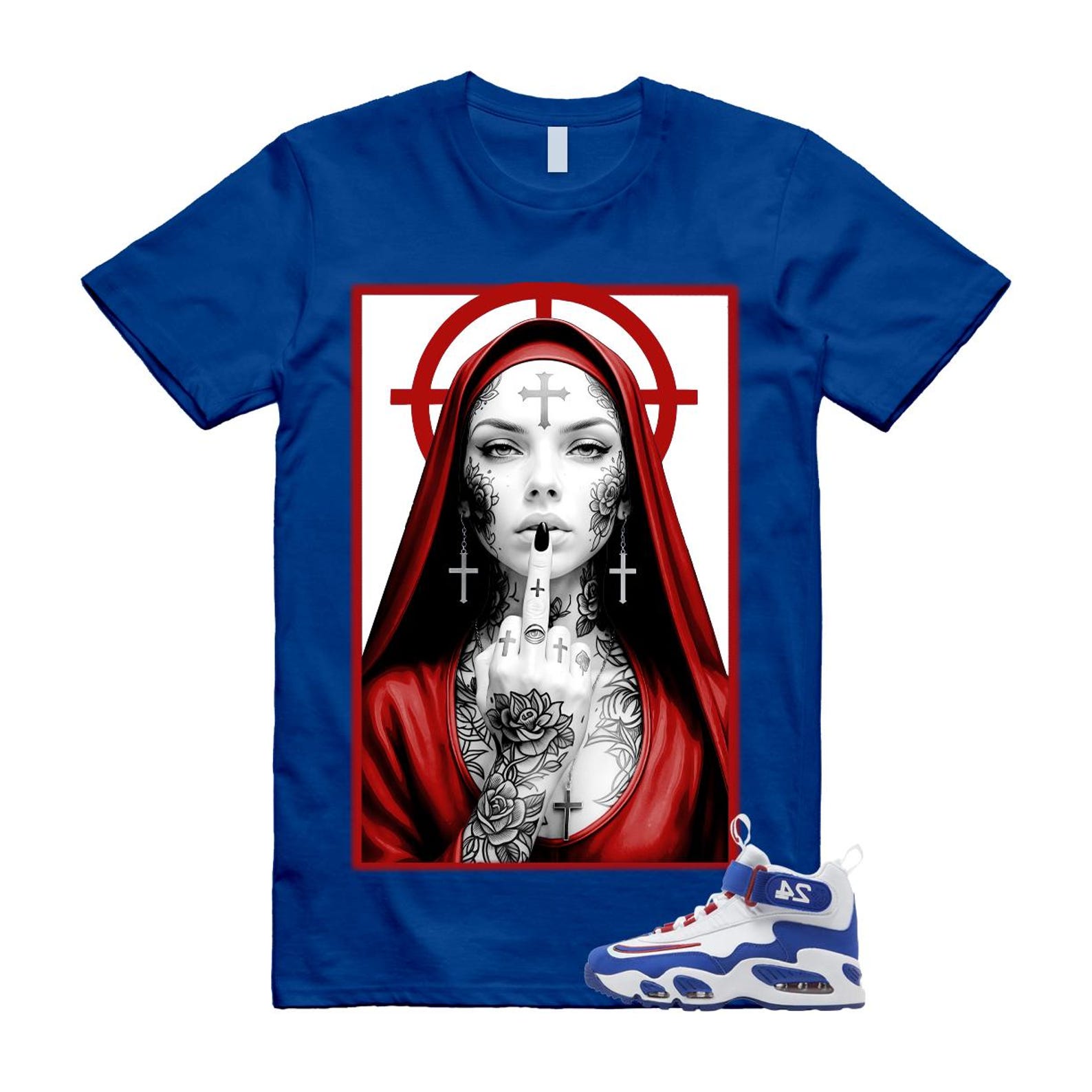 Air Griffey Max 1 USA White Blue Red T Shirt Match NUN L
