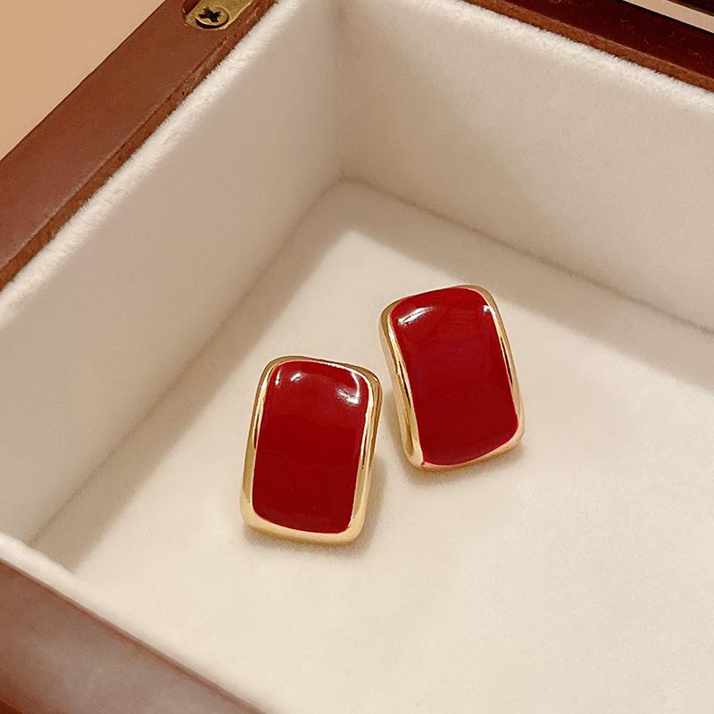 Ancola Silver Needle Red Heart Earrings – Fashionable, Luxurious & Elegant for Autumn/Winter 2025