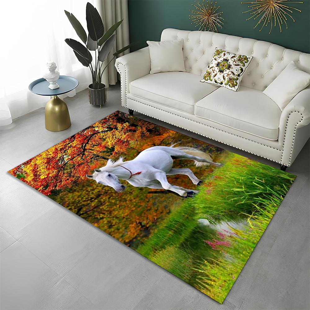 3D Animal Pentium Gallant Horse Steed Carpet Rug for Home Living Room Bedroom Sofa Doormat Decor,kid Area Rug Non-slip Floor Mat