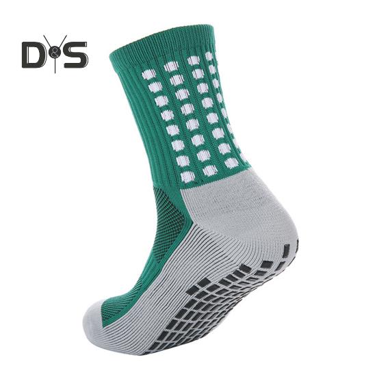 1 Pair Sports Socks Anti-slip Silicone Bottom Mid-tube Sweat Absorption Fine Knitting High Elasticity Daily Wear Football Basketball Calf Socks