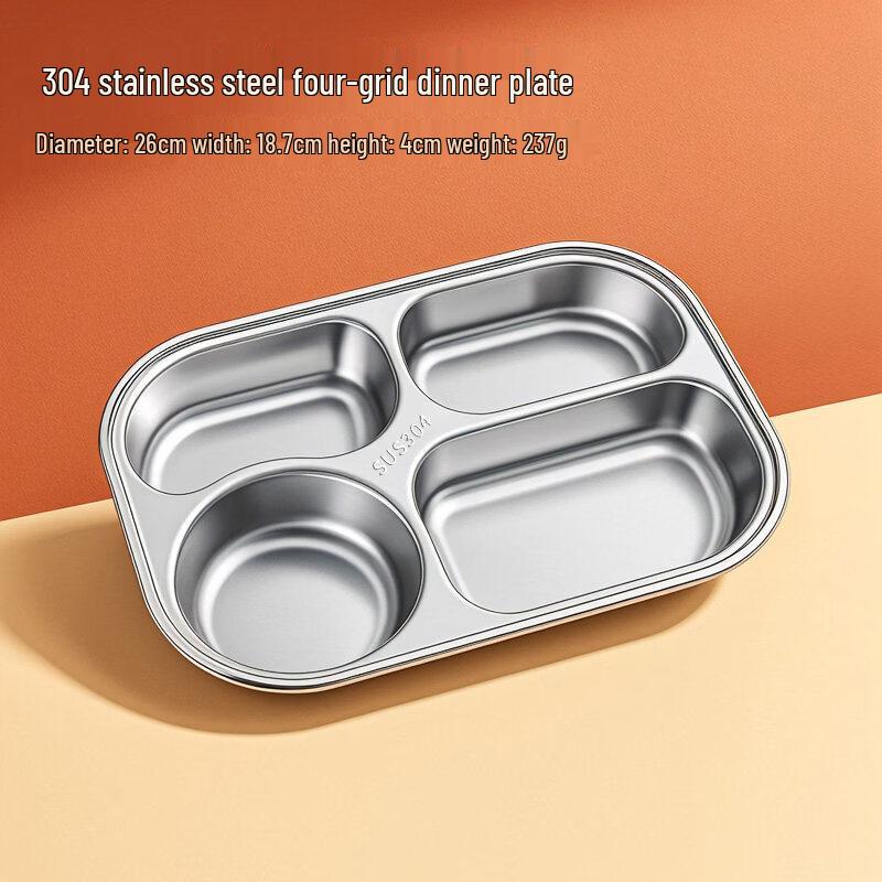 

Stainless Steel 4-Compartment Meal Tray (Pack of 10)