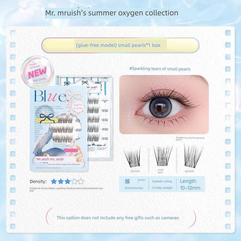 [Baby Straight] Mr.wish Summer Oxygen Small Pearl Mom Feeling Glue-Free Fake Eyelashes Nature Curved Eyelash Glue-Free Model-Small Pearl*1