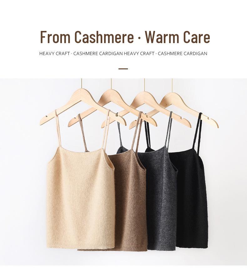 Women's Slim Fit Knit Cross Strap Tank Top - Sleeveless Cashmere Base Layer for Autumn/Winter