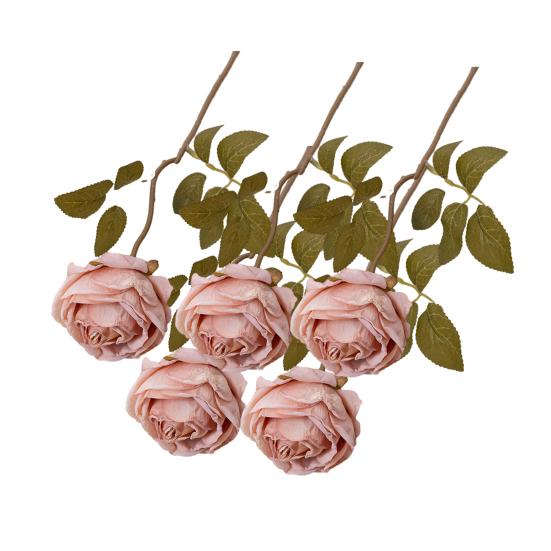 5Pcs Simulation Rose Realistic Faux Burnt Edge Rose Vibrant Colored Artificial Flowers for Home Decor Adult Sex Wear