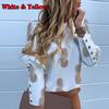 Women Puff Shoulder Button Blouse Shirt Long Sleeve Tops Blouse O Neck Casual Streetwear Autumn EMA