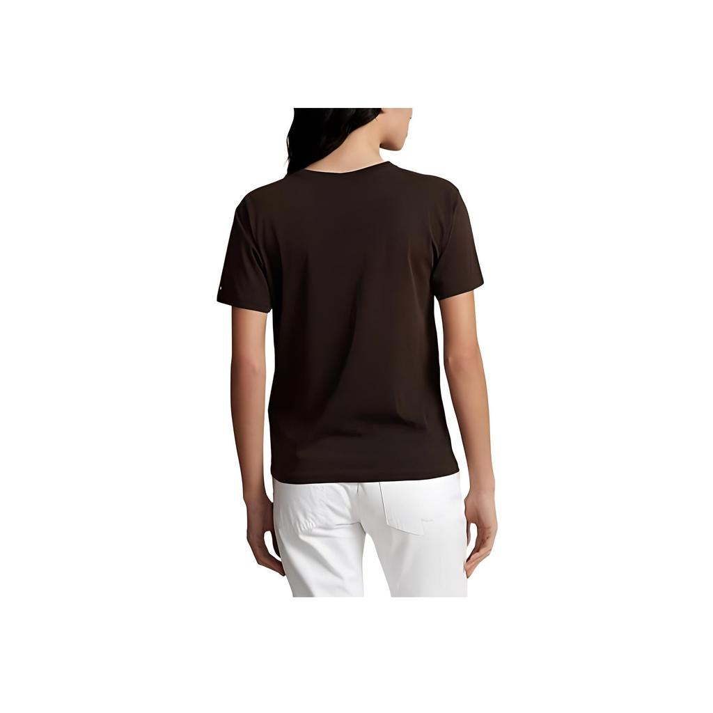 Polo Ralph Lauren Letter Logo Print Round Neck Short Sleeve T-Shirt Women T-Shirt Brown 211892611-002