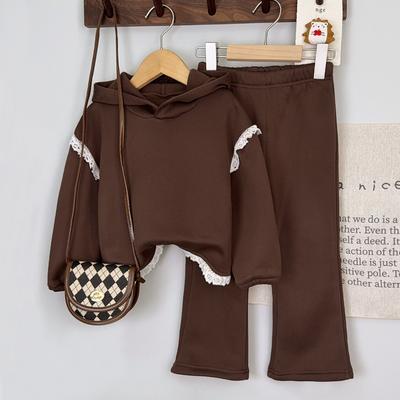 Girls Hooded Sweatshirt Set Autumn Winter New Baby Girl Clothes Korean Style Children's Two-Piece Set