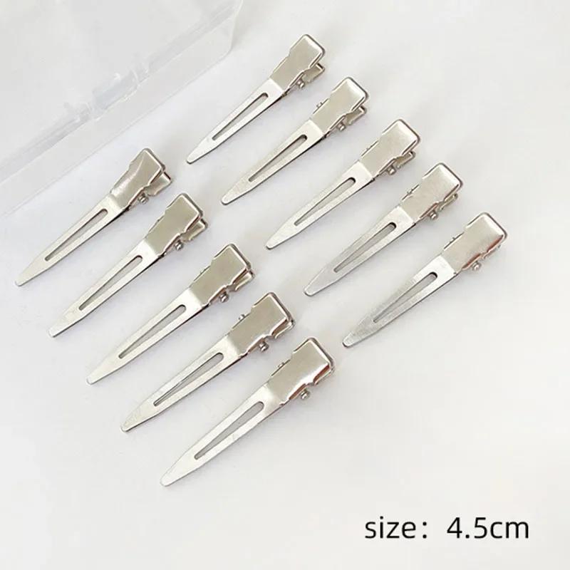10Pcs/Lot Crocodile Leather Hairpins Duck Bill Hairpin Rust-proof Metal Hairpin with Holes for Curly Hair Styling Partition Clip