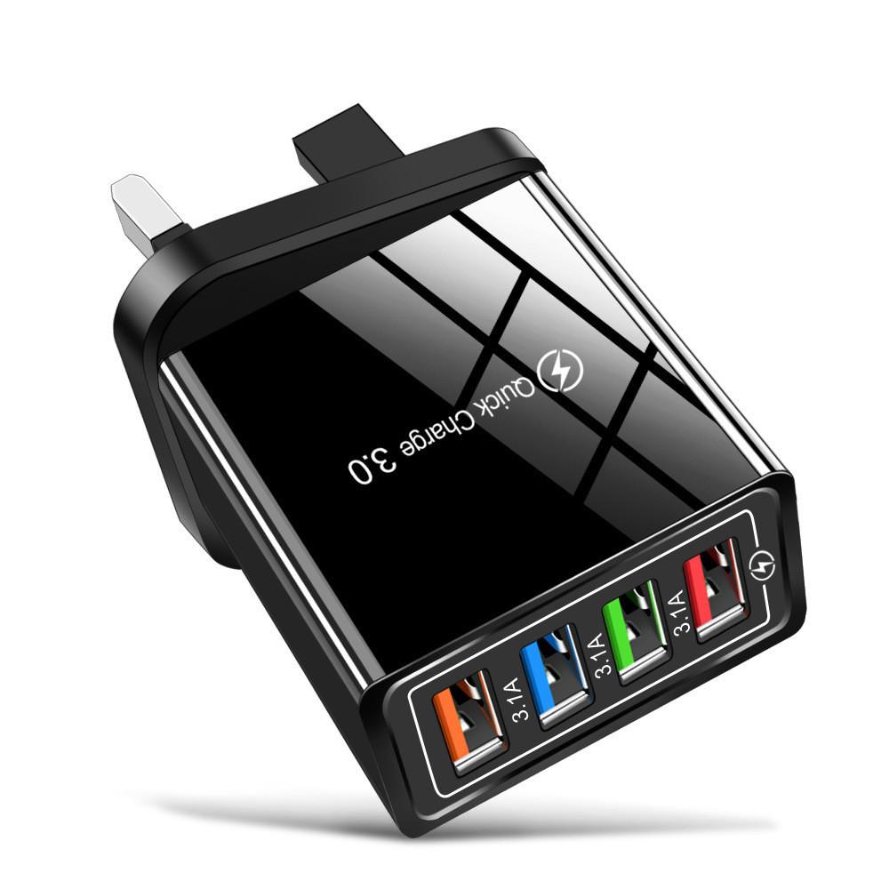 Colorful 4 Usb Phone Charger 3a Tablet Travel Charger Eu Plug Charging Head