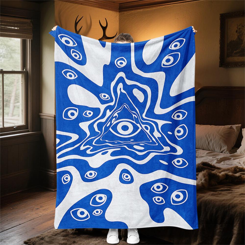 1PC Eyes PatternOutdoor Flannel Blanket - Soft Plush Decor for Picnics, Camping, Bedroom, Playroom, Office, or Lunch Break 1295A