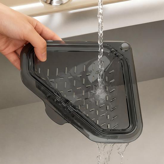 Magnetic Triangle Drain Basket Sink Corner Strainer Kitchen Sink Strainer Basket Waste Catcher for Food Scraps Fruits Vegetables