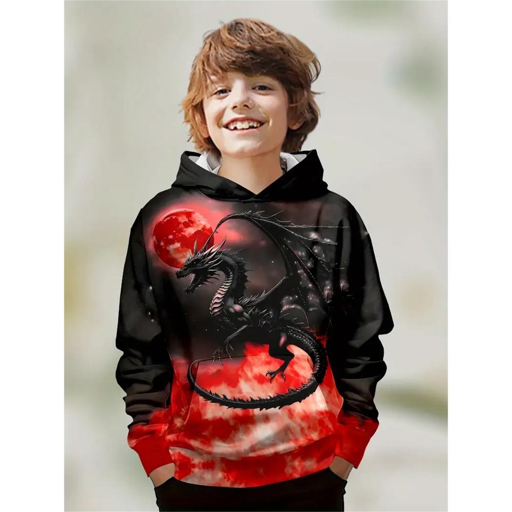 Child Sweatshirt Boys' Fashion Motocross Racing 3D Printed Casual Hoodie Long Sleeve Polyester Sport Tops Pullover Kids Clothes