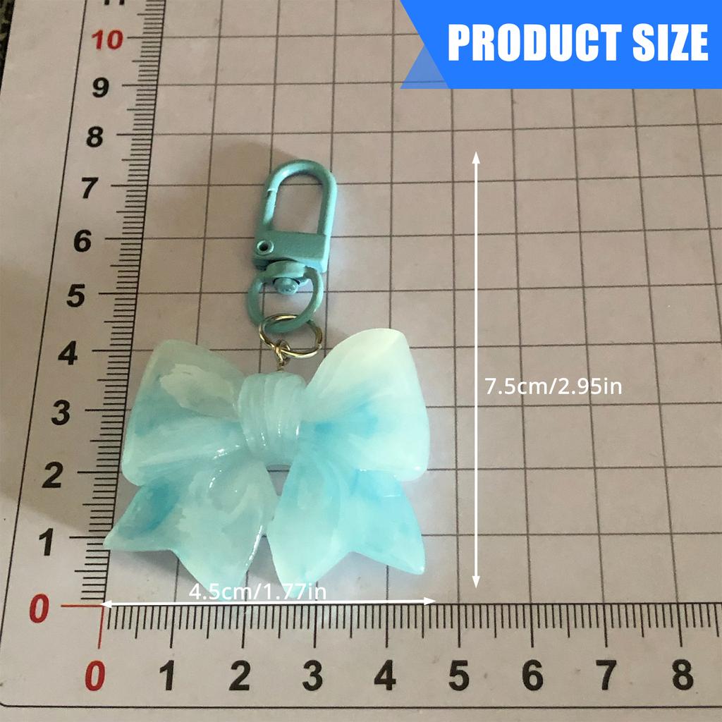 Crystals Clear Bowknot Tie Keychain Colorful Resin Accessory Portable Special Gifts for Keys Bag Charm Hanging