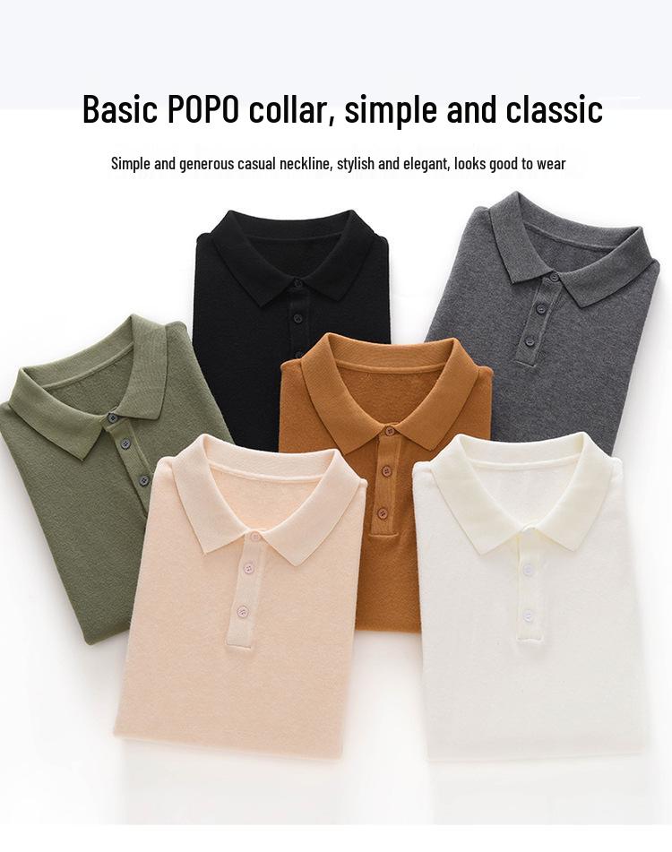 2025 Spring/Summer Andy Velvet Men's Knit Polo Minimalist Pullover Short Sleeve T-shirt