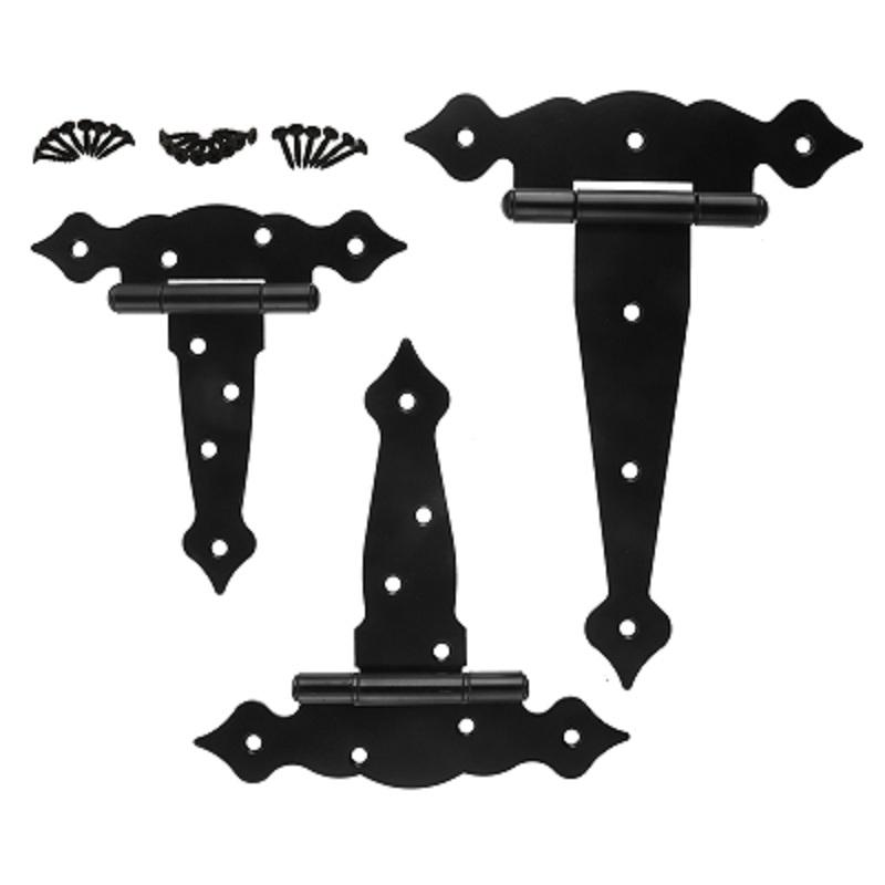 2 Pcs Heavy Duty Gate Hinges with Screws 5/6/8 inch T-Shaped Wooden Shed Barn Door Hinges for Wooden Fences Decorative Hinges