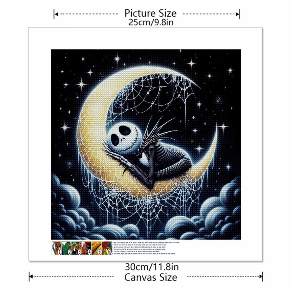5D DIY Diamond Painting Decorative Skeleton and The Moon Full Round Drill Scenery Diamond Embroidery Cross Stitch Kits Home Decor Gift