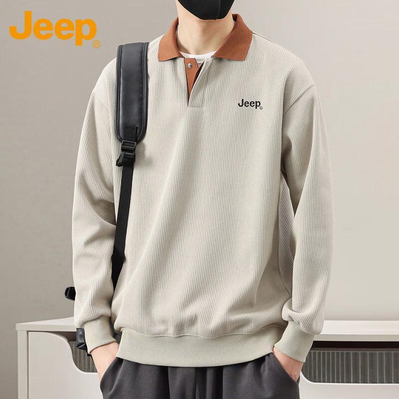

JEEP Men s Heavyweight Lapel Long-Sleeve Polo Sweatshirt 4XL