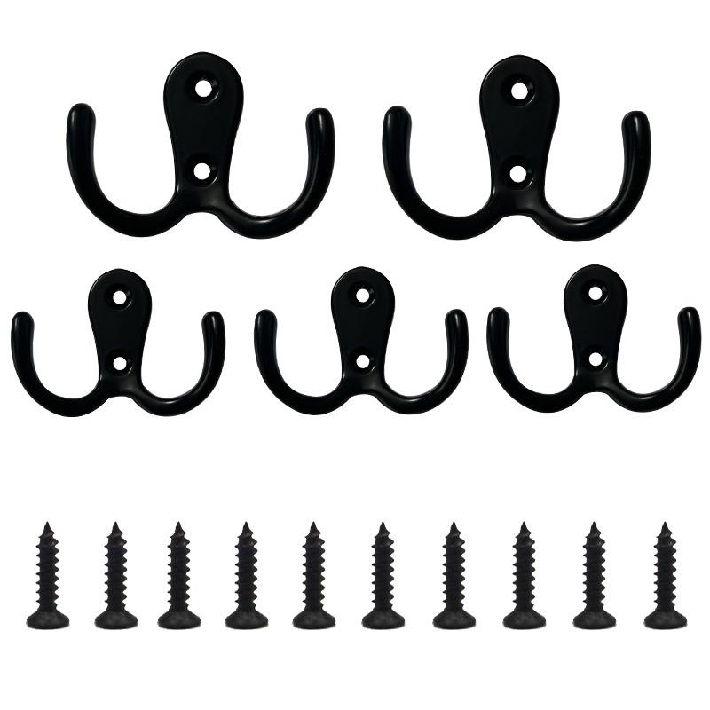 10/5Pcs Coat Hooks Wall-Mounted 2 Hole Towel Hanger For Coats Hat Clothing Home Storage Hook Wall Hook Towel Hanger For Hardware