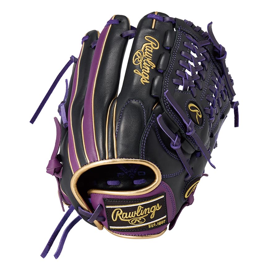 

Rawlings Baseball Hyper Tech Color Sync Glove Throw Glove, Junior/Jr., Kids (GJ5FHTCN6L1), All-Around, Black/Purple, L-inch, Left-Handed