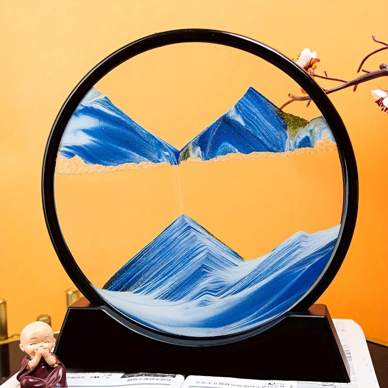 1pc Dynamic Sand Art In Glass Frame, 3D Ocean Waves Hourglass Design, Creative Home and Office Decor, Unique Holiday and Birthday Gift